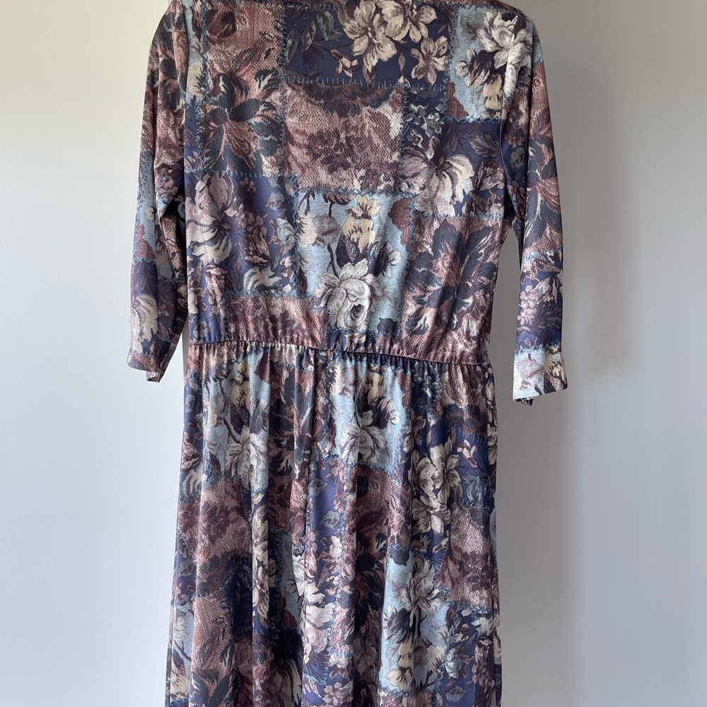 Vintage 80's TABBY of California dress, funky crochet-embroidery print fabric - Picture 2 of 4